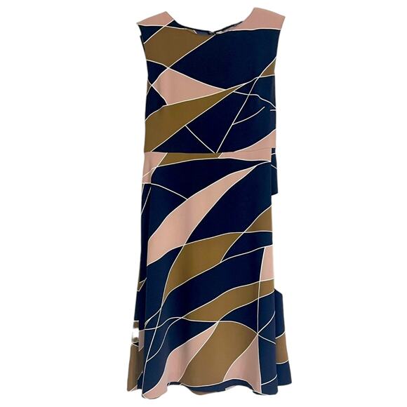 Ann Taylor Modern Geo Tie Waist A-Line Dress Color Block Size 8P Career Office - Picture 3 of 13